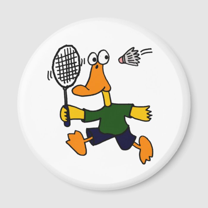 XX  Duck Playing Badminton Cartoon Refrigerator Magnet