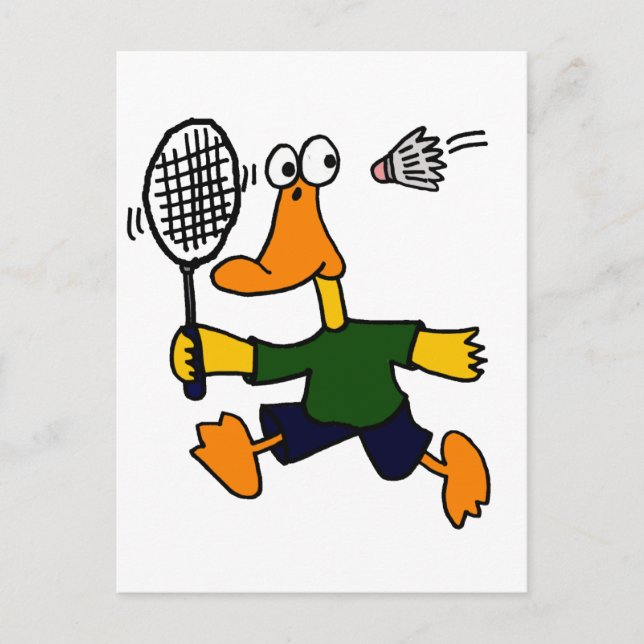 XX- Duck Playing Badminton Cartoon Postcard (Front)