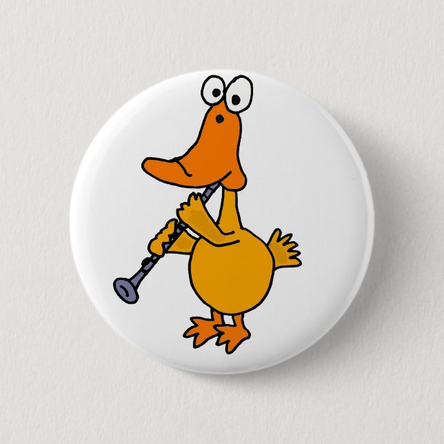 XX- Duck Playing the Clarinet Pinback Button (Front)