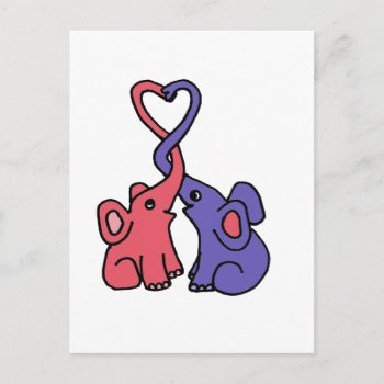 Xx- Elephant Love Cartoon Postcard by tickleyourfunnybone at Zazzle