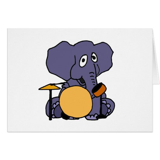 XX- Elephant Playing Drums Cards (Front Horizontal)