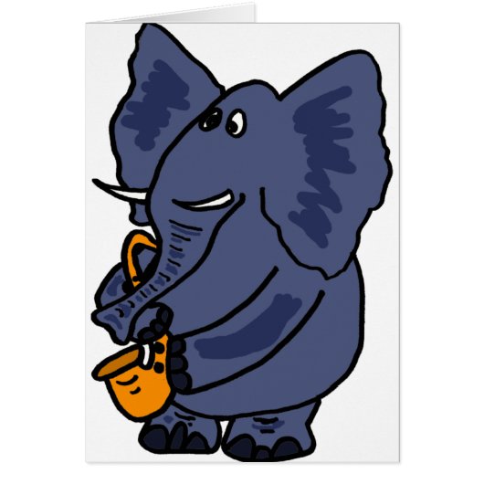 XX- Elephant Playing Saxophone Cards (Front)