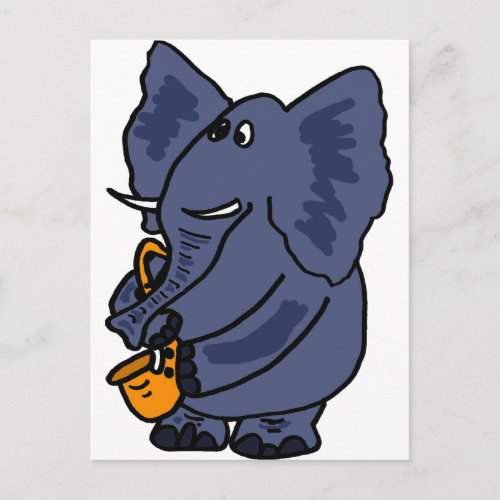 XX_ Elephant Playing Saxophone Postcard