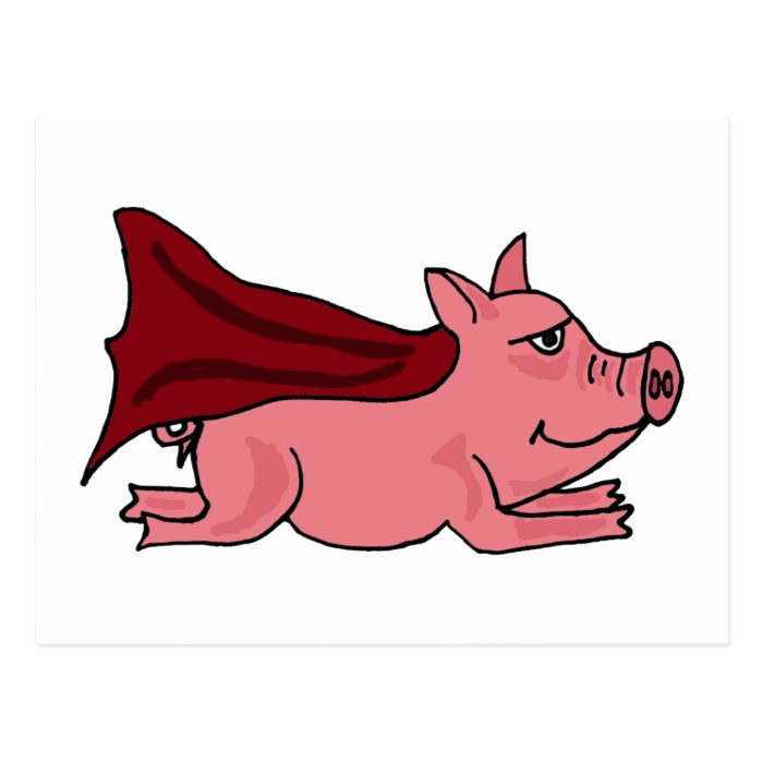 XX  Flying Super Pig Cartoon Post Cards