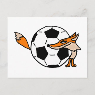 XX- Fox Behind a Soccer ball Art Postcard