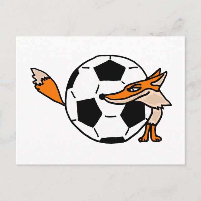 XX- Fox Behind a Soccer ball Art Postcard (Front)