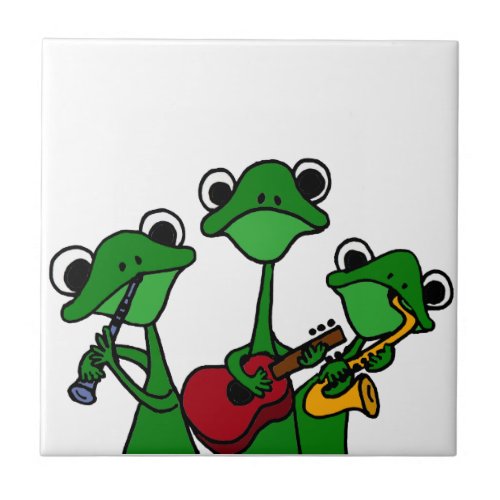 XX_ Frogs Playing Music Cartoon Ceramic Tile