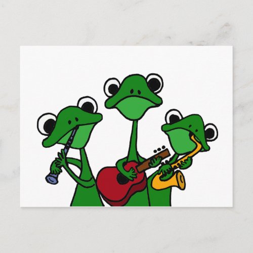 XX_ Frogs Playing Music Cartoon Postcard