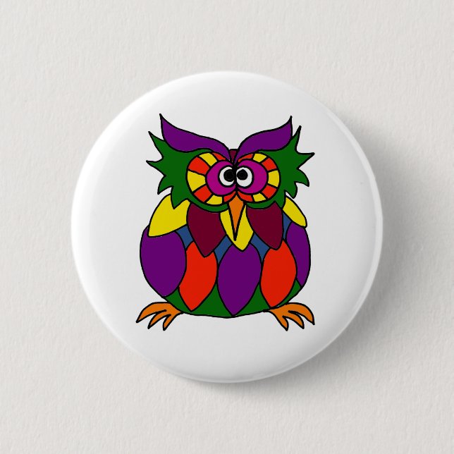 XX- Funky Owl Art Cartoon Button (Front)