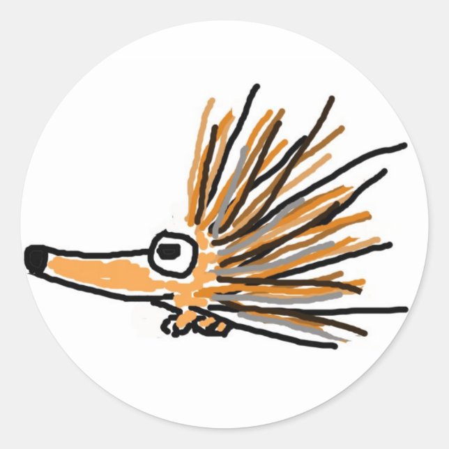 XX- Funky Porcupine Classic Round Sticker (Front)