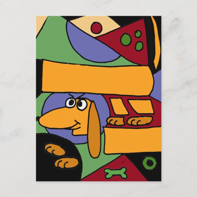 XX- Funny Abstract Art Dachshund Postcard (Front)
