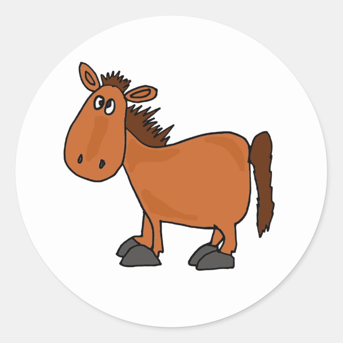 XX  Funny Bay Horse Cartoon Round Sticker