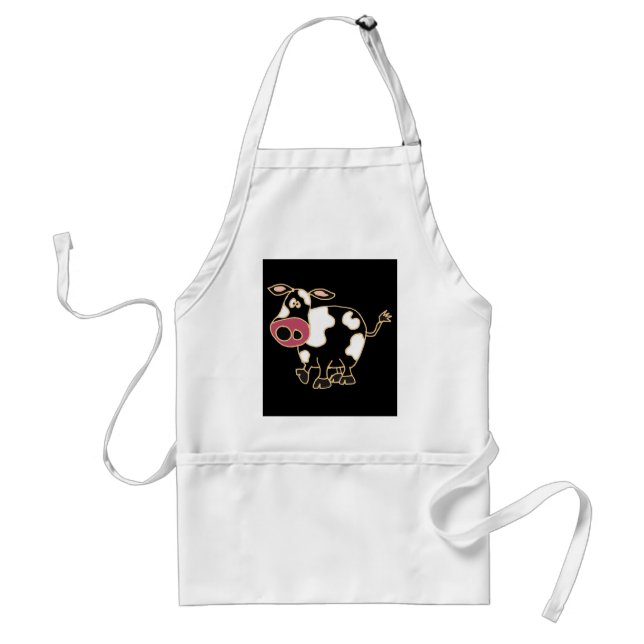 XX- Funny Black Cow Cartoon Adult Apron (Front)