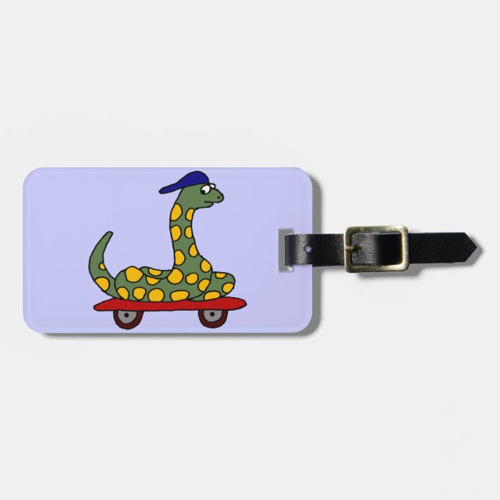 XX  Funny Boa Constrictor on a Skateboard Luggage Tag
