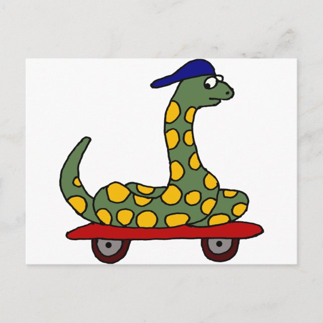 XX- Funny Boa Constrictor on a Skateboard Postcard (Front)