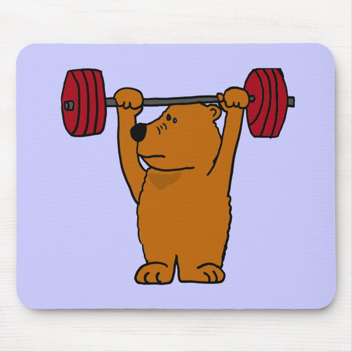 XX  Funny Brown Bear Weight Lifting Mouse Pad