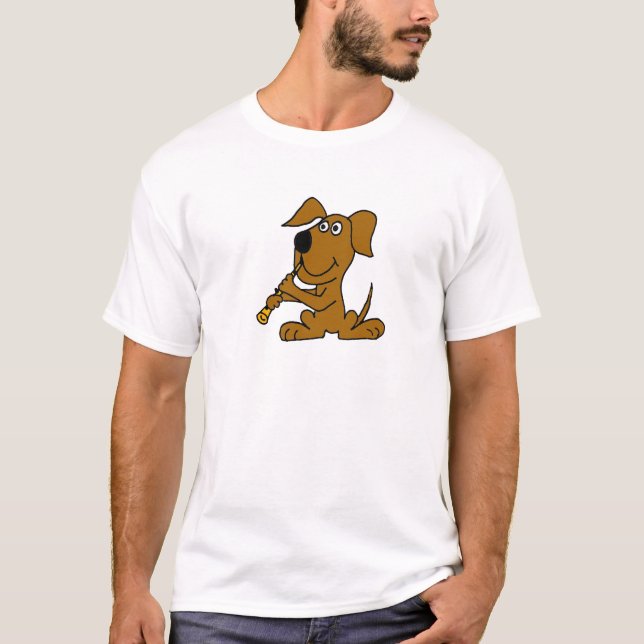 XX- Funny Brown Dog Playing the Clarinet T-Shirt (Front)