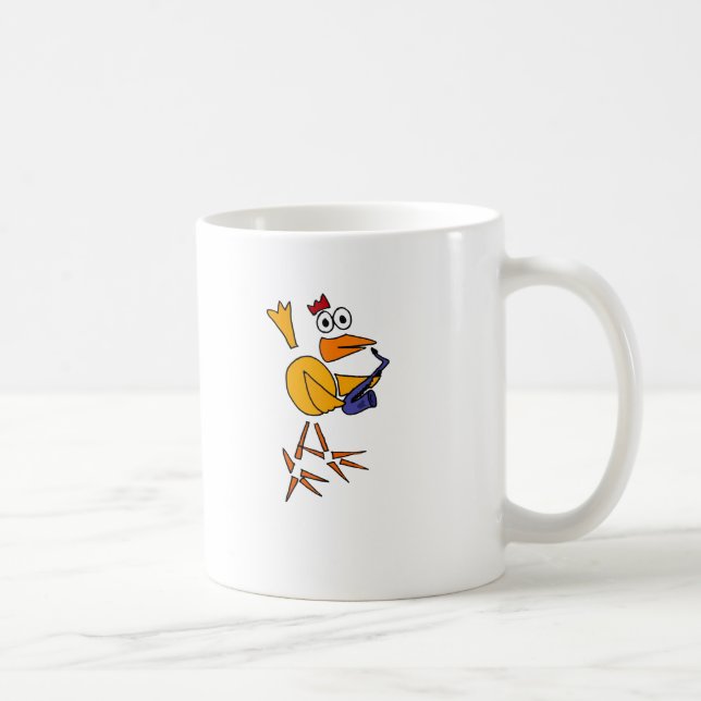 XX- Funny Chicken Playing Saxophone Abstract Art Coffee Mug (Right)