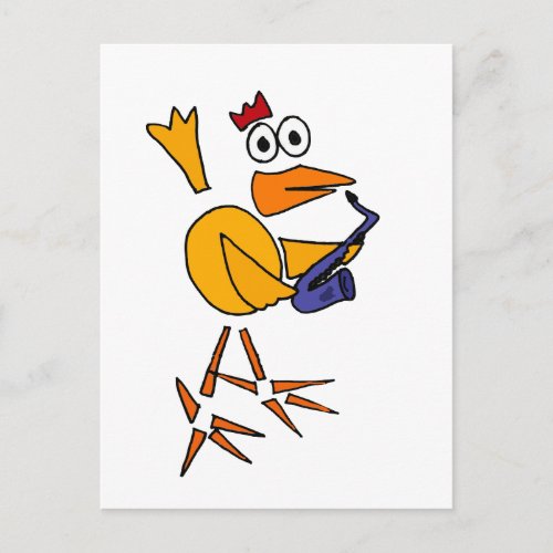 XX_ Funny Chicken Playing Saxophone Abstract Art Postcard