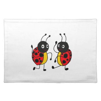 Xx- Funny Dancing Ladybugs Cartoon Placemat by tickleyourfunnybone at Zazzle