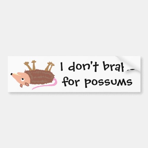 XX_ Funny Dead Possum Roadkill Cartoon Bumper Sticker