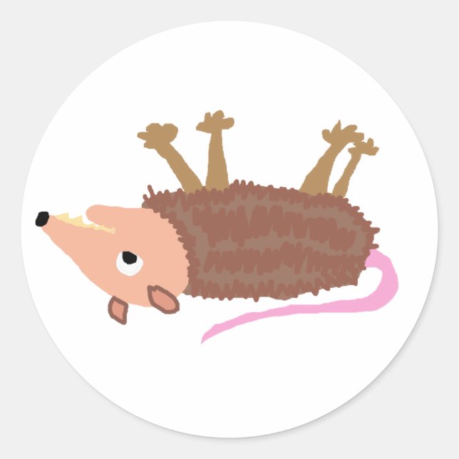 XX- Funny Dead Possum Roadkill Cartoon Classic Round Sticker (Front)