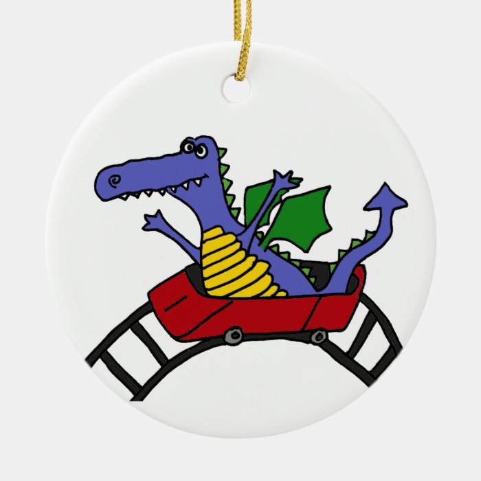 XX  Funny Draon on a Roller Coaster Christmas Ornaments