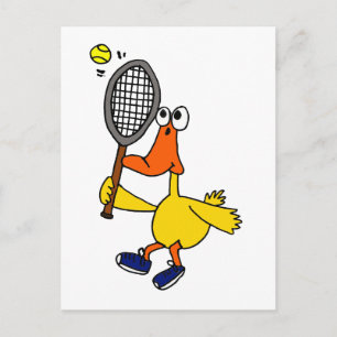 XX- Funny Duck Playing Tennis Postcard