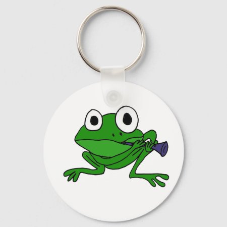 Xx- Funny Frog Playing Clarinet Keychain