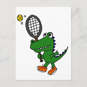 XX- Funny Gator Playing Tennis Postcard