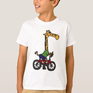 XX- Funny Giraffe Riding Bicycle Cartoon T-Shirt
