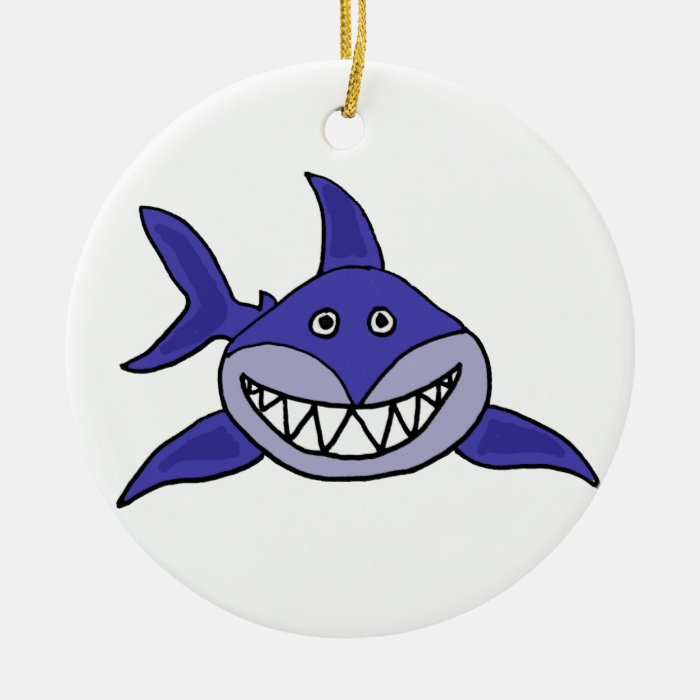 XX  Funny Grinning Shark Cartoon Ornaments