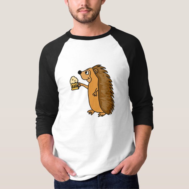 XX- Funny Hedgehog Rasing a Pint T-Shirt (Front)