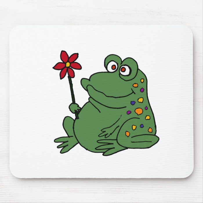 XX  Funny Hippie Frog holding Daisy Mousepad