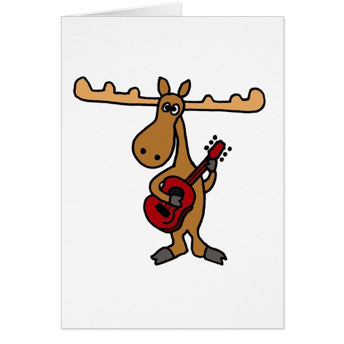 XX  Funny Moose Playing Guitar Cartoon Card