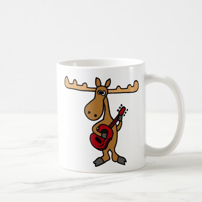 XX- Funny Moose Playing Guitar Cartoon Coffee Mug (Right)