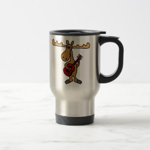 XX- Funny Moose Playing Guitar Cartoon Travel Mug