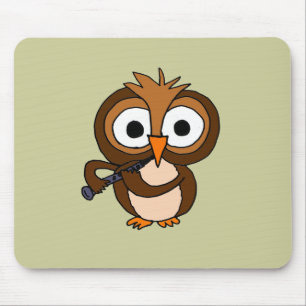 XX- Funny Owl Playing the Clarinet Mouse Pad