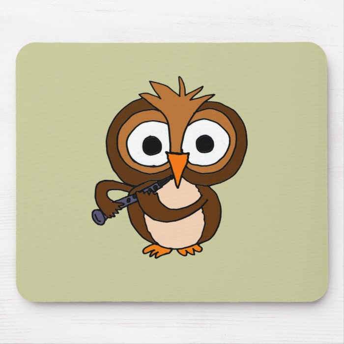 XX  Funny Owl Playing the Clarinet Mouse Pad