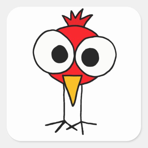 XX_ Funny Redbird Cartoon Square Sticker