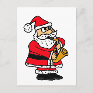 XX- Funny Santa Claus Playing the Saxophone Holiday Postcard