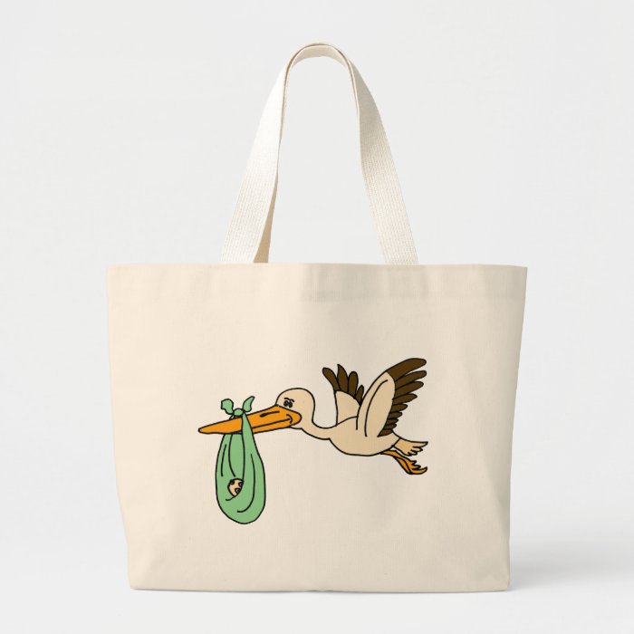 XX  Funny Stork Carrying Baby Tote Bags