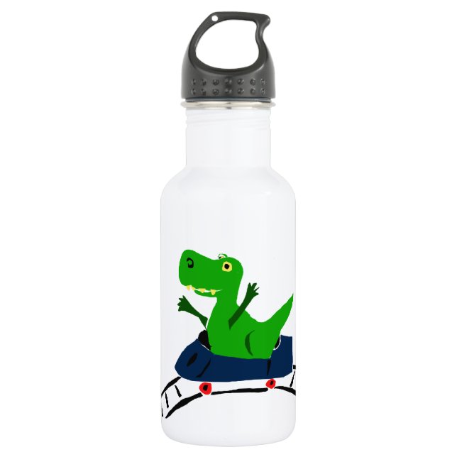 XX- Funny T-rex Dinosaur on Roller Coaster Art Water Bottle (Front)