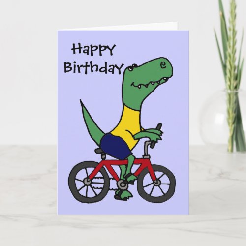 XX_ Funny T_rex Dinosaur Riding Bicycle Card