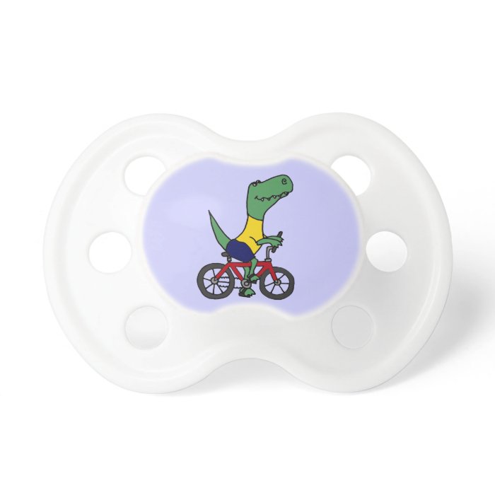 XX  Funny T rex Dinosaur Riding Bicycle Pacifiers