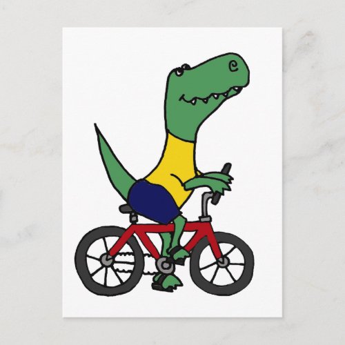 XX_ Funny T_rex Dinosaur Riding Bicycle Postcard