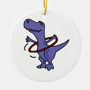 XX- Funny T-rex Dinosaur Using Hula Hoop Ceramic Ornament