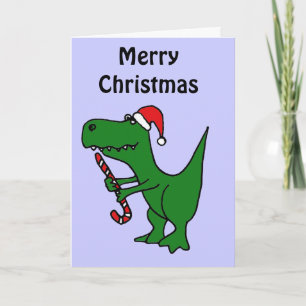 XX-Funny T-rex Dinosaur Wearing Santa Hat Holiday Card