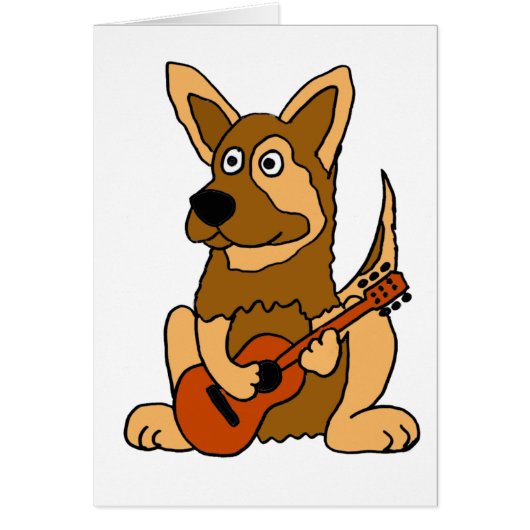 XX- German Shepherd Puppy Playing Guitar Cartoon (Front)