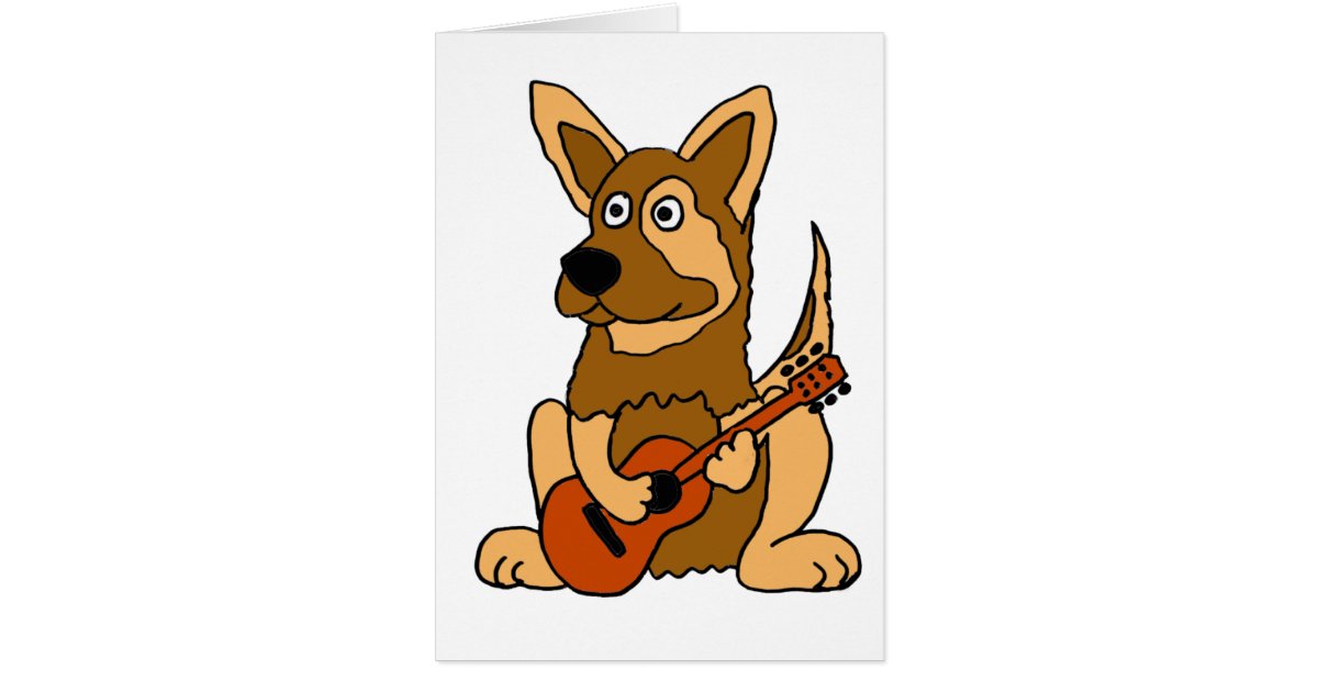 Xx German Shepherd Puppy Playing Guitar Cartoon Zazzle Com
